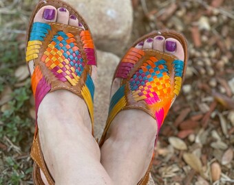 Rainbow Flat Sandals - Etsy
