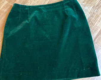 Vintage Yves Saint Laurent Dark Green Velvet Mini Skirt