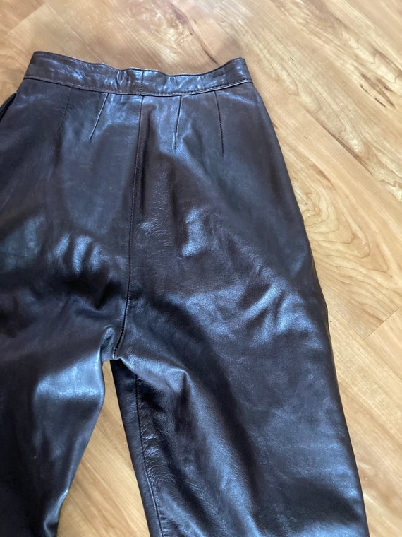 High Waisted Chocolate Brown Leather Pants - image 8