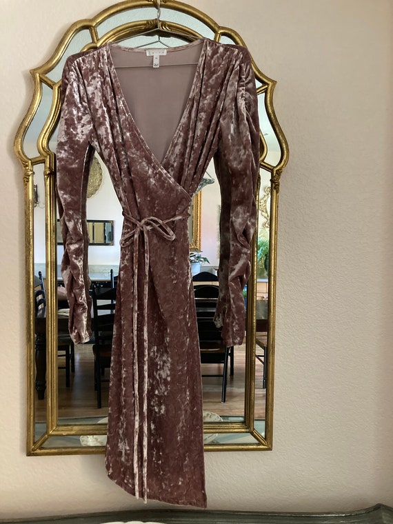 Plush Blush Champagne Velvet Wrap Dress