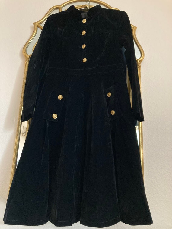 Vintage Black Velvet Tailored Dress