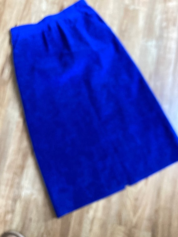 Blue High Waist Ultra Suede Midi Skirt