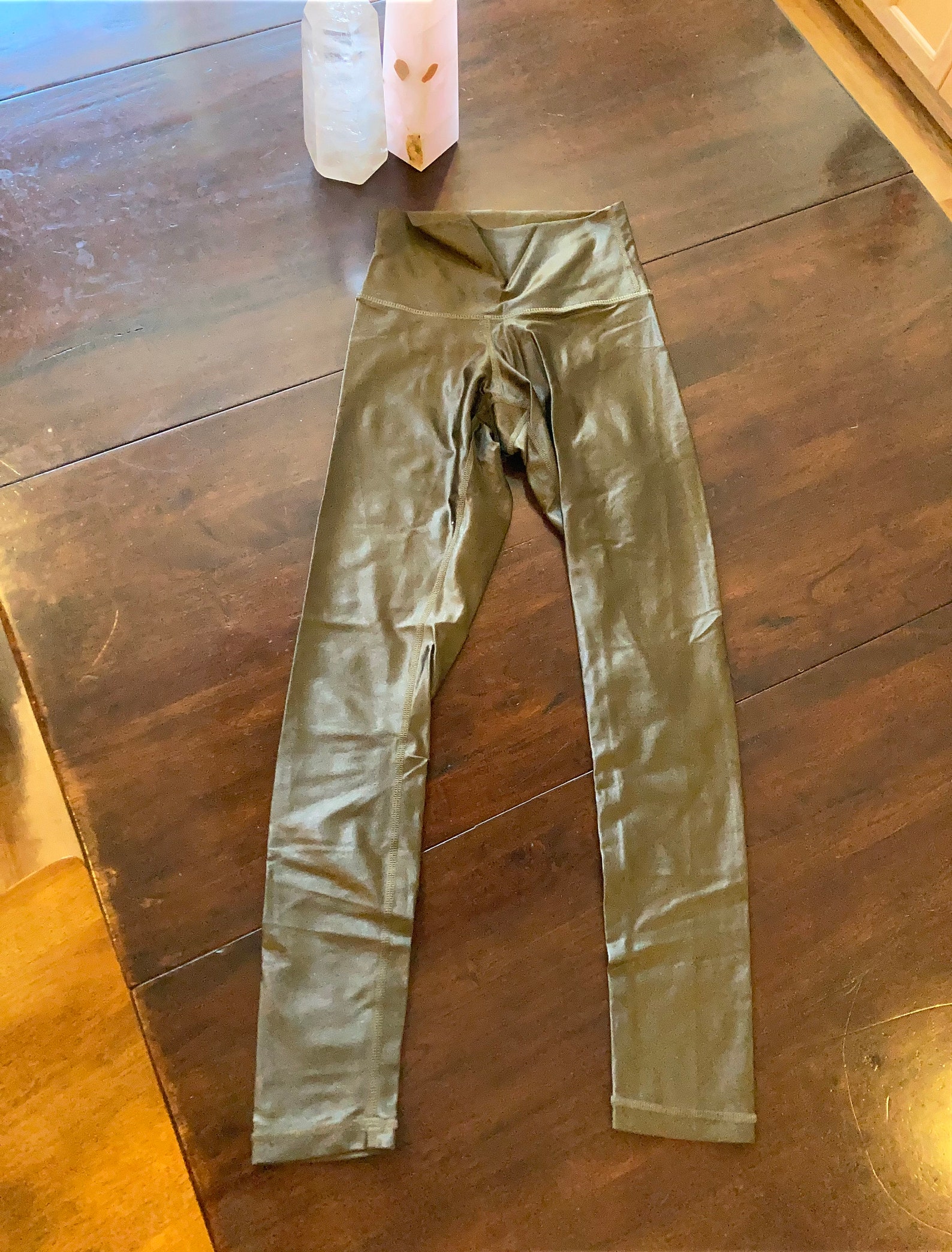 High Waisted Womens Leggings Olive Green/gold Disco Pant - Etsy