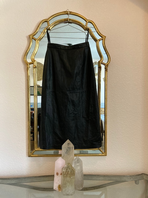 Gold leather shop high waisted skirt
