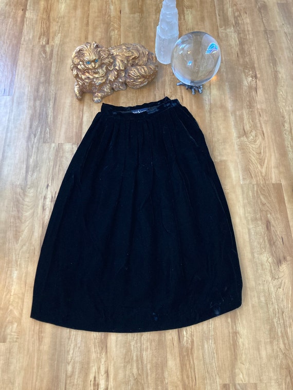 Vintage High Waist Velvet Midi Skirt Ralph Lauren