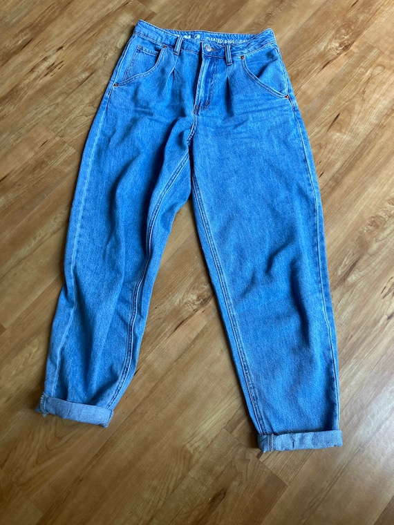 90's Style Jeans Pleated Baggy Tapered Etsy