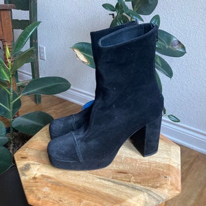Vintage Free People Platform Suede Boots