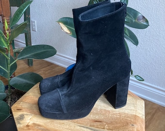 Vintage Free People Platform Suede Boots