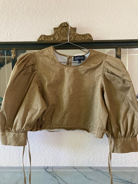 Poof Sleeve Cropped Blouse