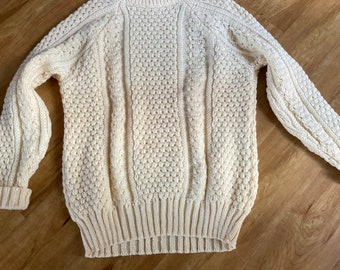Vintage Handmade Cream Wool Fisherman’s Sweater