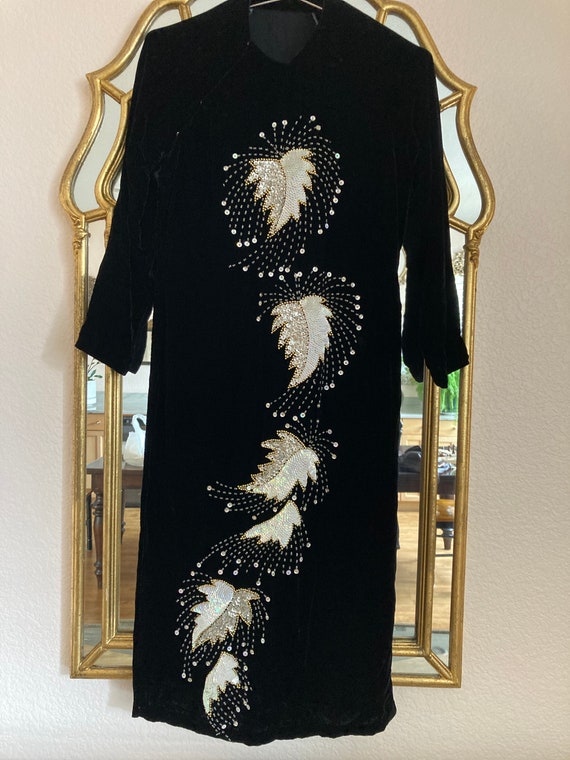 Vintage Black Velvet Long Tunic - image 1