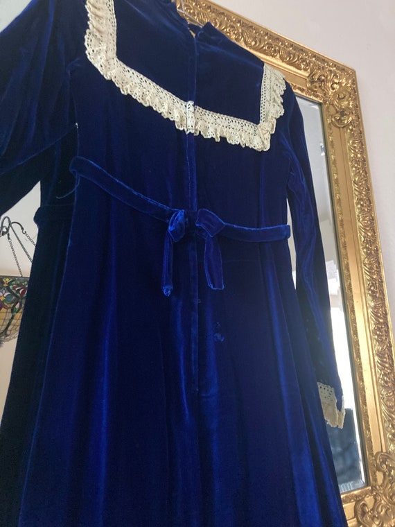 Vintage Blue Velvet Dress - image 6
