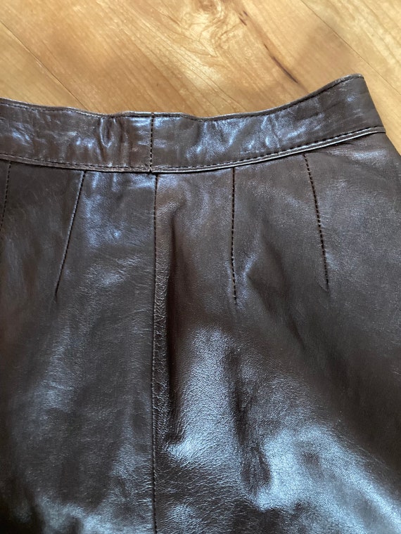 High Waisted Chocolate Brown Leather Pants - image 4