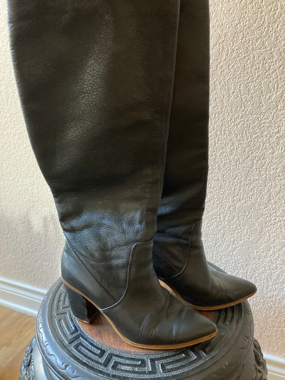 faux leather tall boots