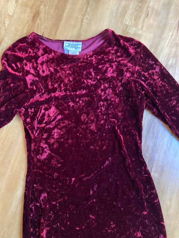 Vintage Crushed Red Velvet Midi Dress - image 5