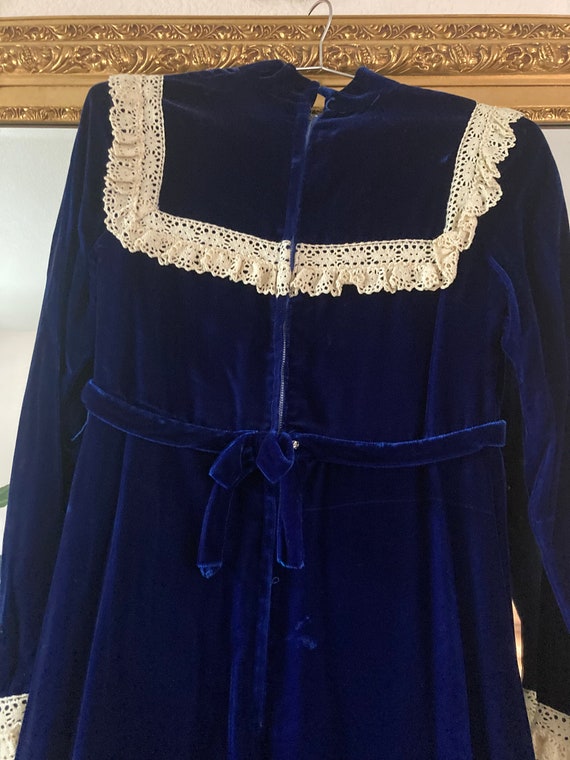 Vintage Blue Velvet Dress - image 5