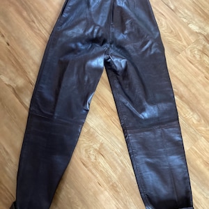 High Waisted Chocolate Brown Leather Pants
