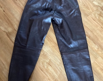 High Waisted Chocolate Brown Leather Pants