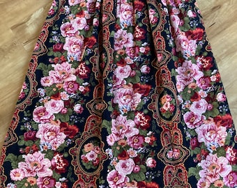 Vintage Romantische Blumen Cord High Waist Rock