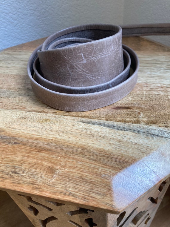 Vintage Taupe Leather Waist Tie Belt