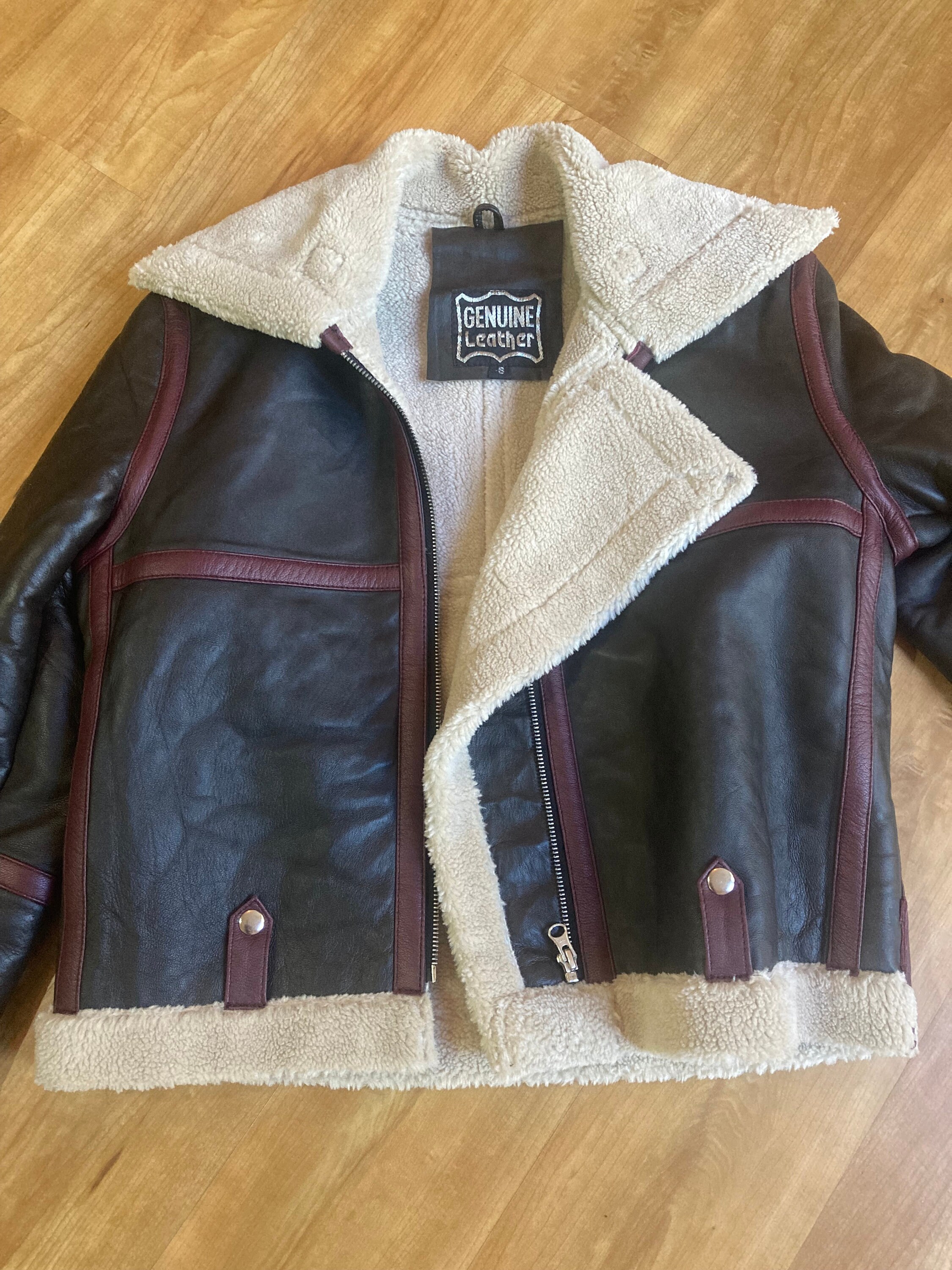 Fleece lined leather bomber jacket sales