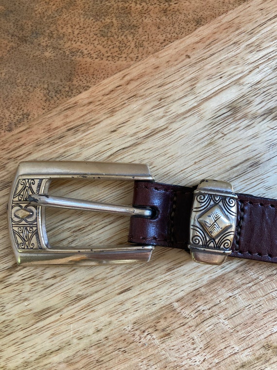 Vintage Brighton Leather and Silver Western Belt
