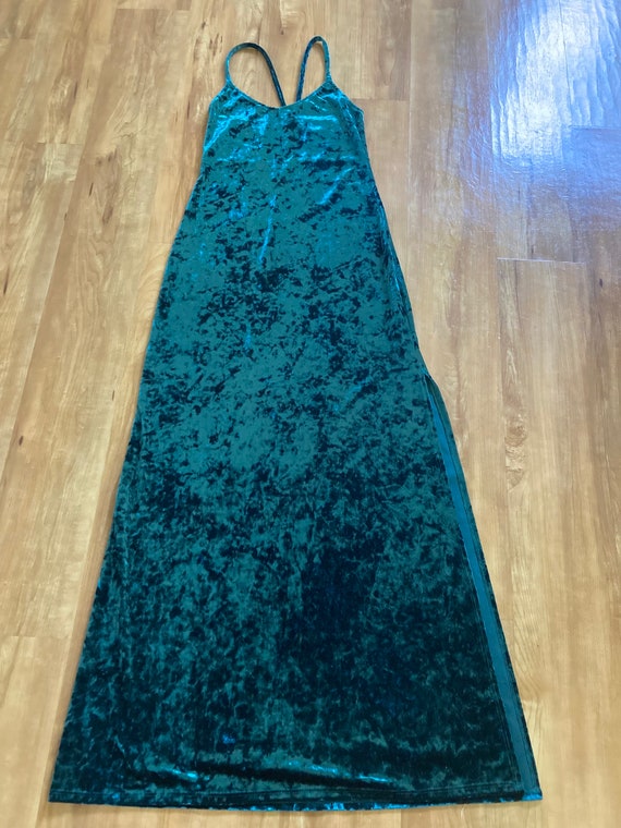 Women's Vintage Emerald Green Velvet Flared Trousers 29
