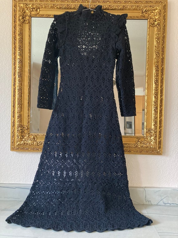 Black Victorian Gothic Style Lace Maxi Dress