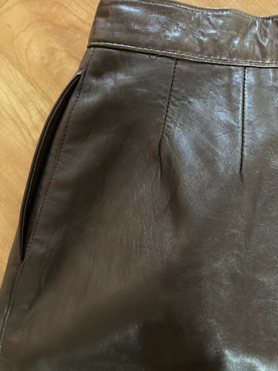 High Waisted Chocolate Brown Leather Pants - image 10