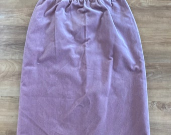 High Waisted Blush Velvet Skirt