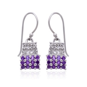 925 Sterling Silver Amethyst Ear Wire Earrings ~ Statement Earrings ~ Natural Purple Amethyst Vintage Earring ~ Lovely Earrings For Her