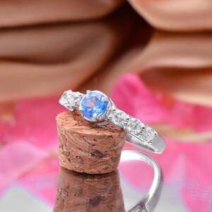 Natural Blue Topaz Fancy Ring ~ Engagement Gift ~ Gemstone Ring ~ 925 Sterling Silver ~ Women Blue Topaz Ring ~ Gifts For Her ~ Boho Ring