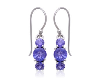 Tanzanite Sterling Silver Ear Wire Earring ~ 925 Sterling Silver Fancy Earring ~ Natural Tanzanite Gemstone Earring ~ Wedding Gift Ideas