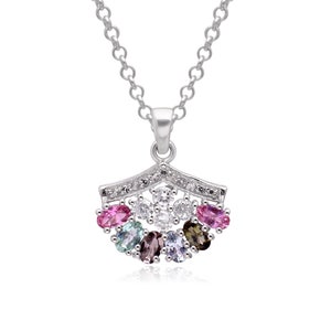 AAA+ Multi Tourmaline 925 Sterling Silver Fancy Shape Pendant ~ Handmade Jewelry ~ Tourmaline Gemstone Necklace ~ Anniversary Gifts ~ SSP37
