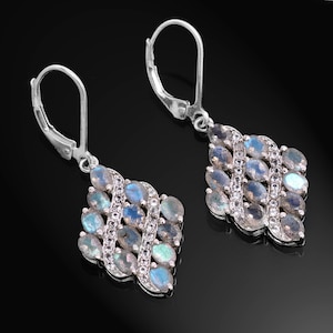 Labradorite 925 Sterling Silver Earrings ~ Natural Labradorite Gemstone Silver Dangle Earrings Pair ~ Lever Back Hooks ~ Gift Ideas ~RKD4082