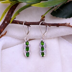 Chrome Diopside Gemstone 925 Sterling Silver Fancy Earrings ~ Natural Chrome Diopside Silver Dangle Handmade Earrings Pair ~Lever Back Hooks