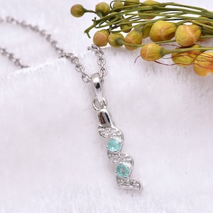 Natural Zambian Emerald Sterling Silver Pendant ~  Emerald Precious Gemstone 925 Silver Snake Pendant Necklace Fine Handmade Jewelry ~ BSE16