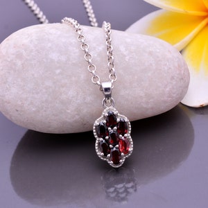 Sterling Silber Natürliche AAA + Granat Phantasie Anhänger ~ Roter Granat Edelstein 925 Sterling Silber Handgemachte Anhänger Halskette Schmuck Geschenke ~ SRP14