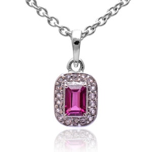 925 Sterling Silver Rhodolite Cushion Pendant ~ Natural AAA+ Pink Rhodolite Garnet Silver Pendant Handmade Jewellery ~ Gifts For Her ~ STP07