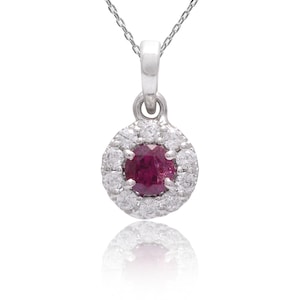 AAA+ Natural Rhodolite Garnet Sterling Silver Round Pendant ~Natural Garnet 925 Silver Pendant Necklace Handmade Jewelry Gift For Her ~SRP15