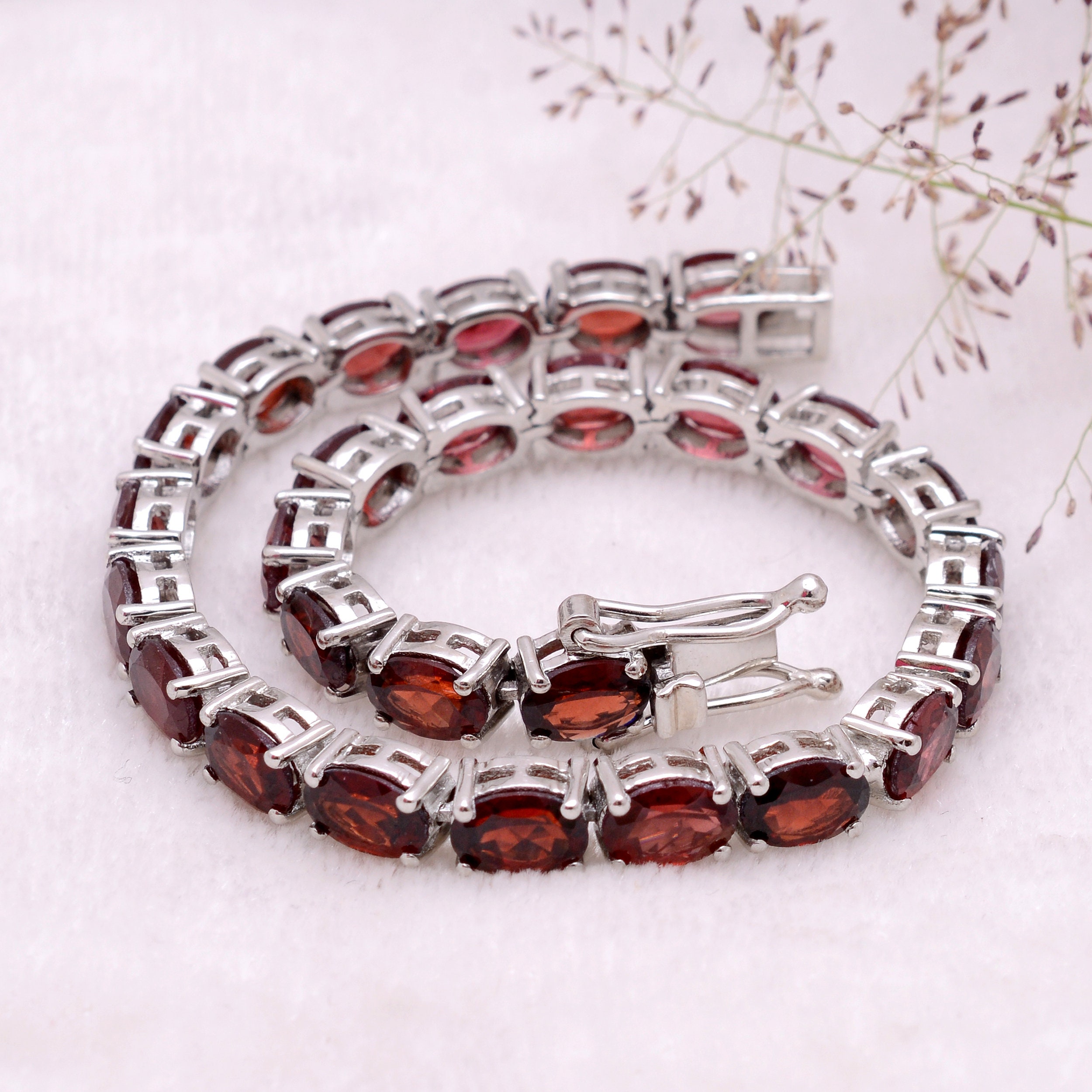 Buy Natural Red Garnet Zircon Bracelet, Sterling Silver Bracelet, Wedding  Bracelet, CZ Tennis Bracelet, Birthstone Garnet Bracelet Gift for Her  Online in India … | Sterling silver bracelets, Gemstone ring silver,  Wedding bracelet