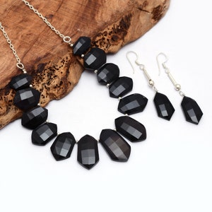 Black Onyx 925 Sterling Silver Necklace and Earrings Set