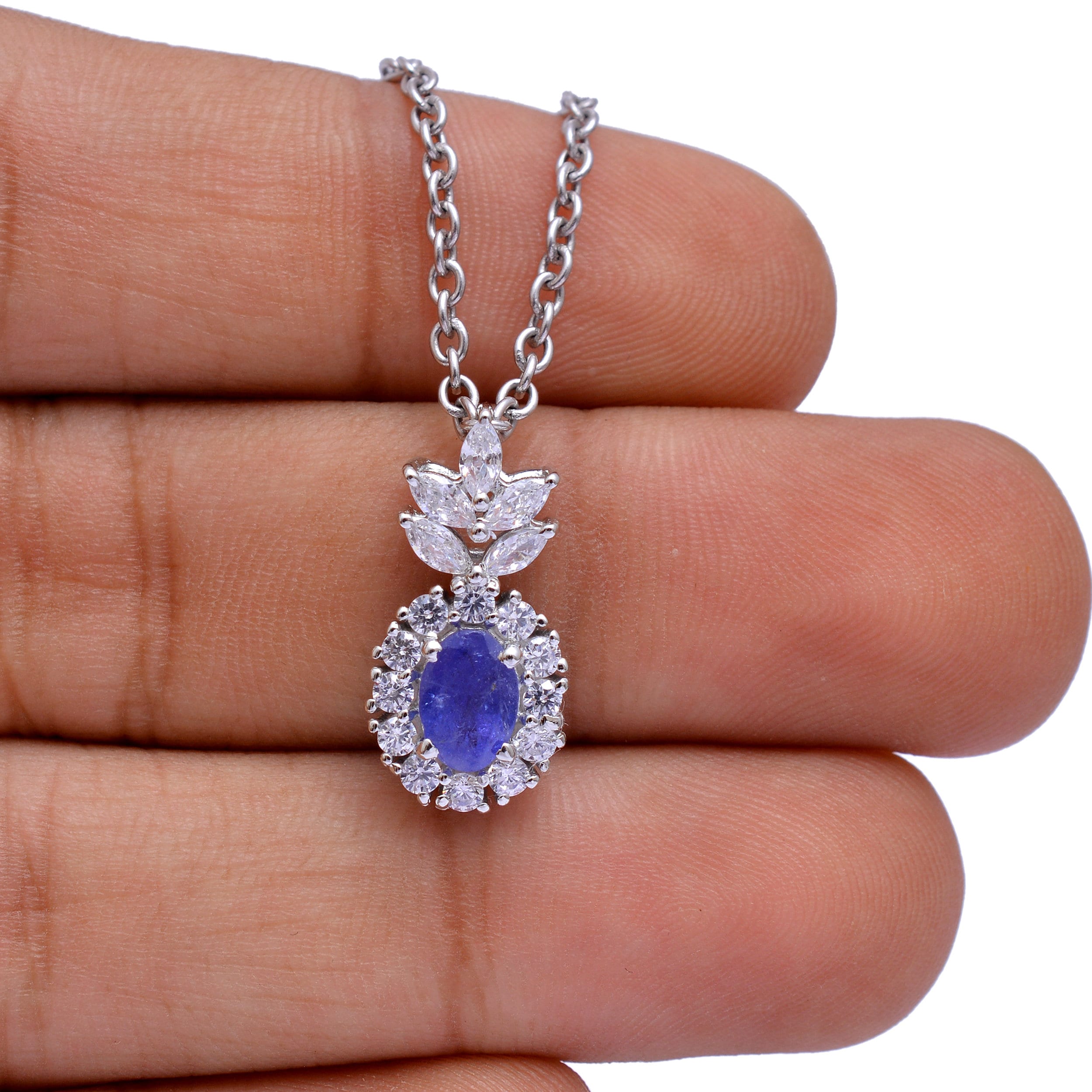 9.79 Carat Genuine Amazonite & Tanzanite .925 Sterling Silver Pendant