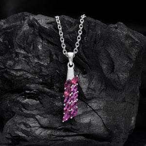 Natural AAA+ Rhodolite Garnet Sterling Silver Pendant ~ Amazing Garnet 925 Silver Marquise Pendant Necklace Handmade Gift For Her ~ RKD4059
