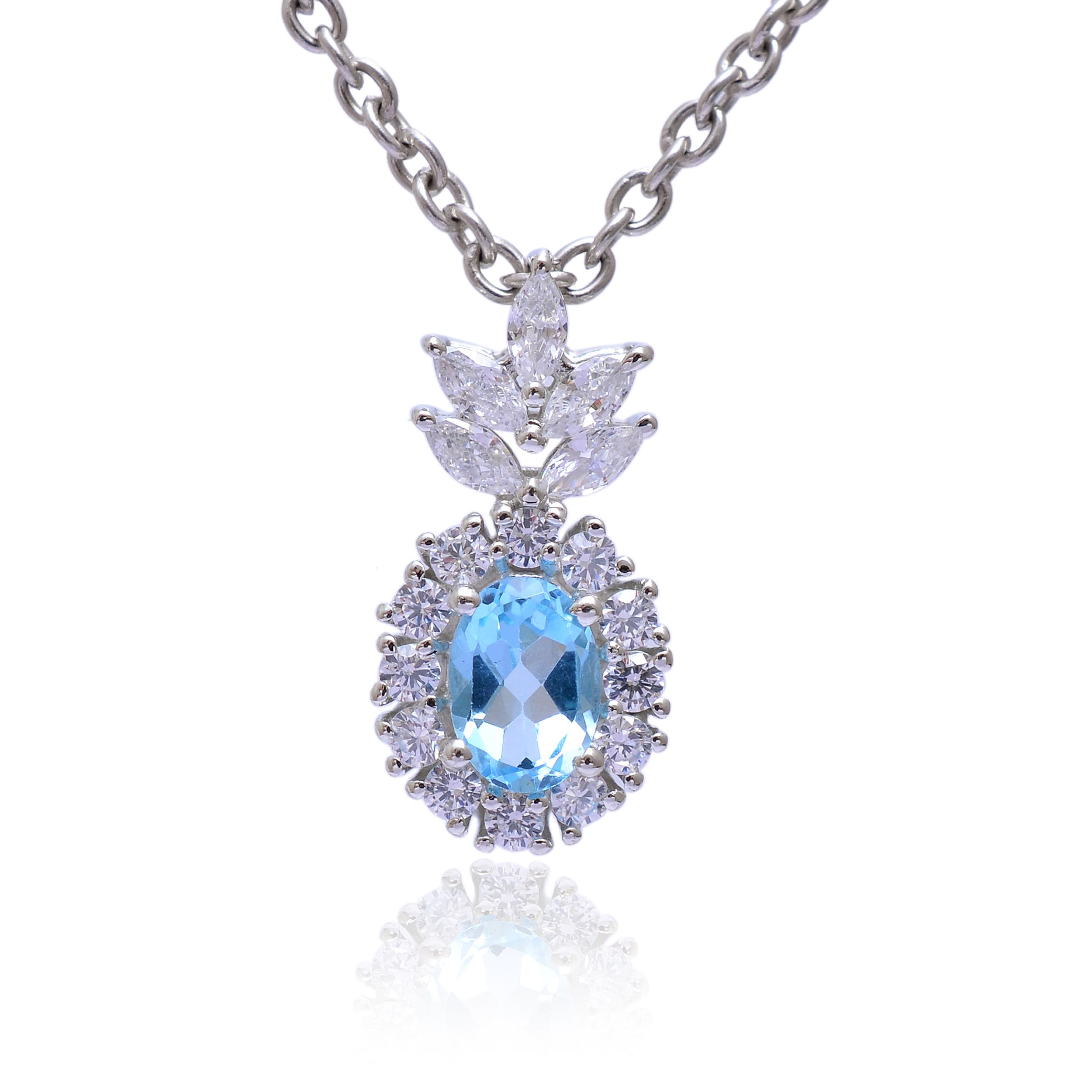 AAA+ Swiss Blue Topaz 925 Sterling Silver Pendant ~ Blue Topaz 925 ...