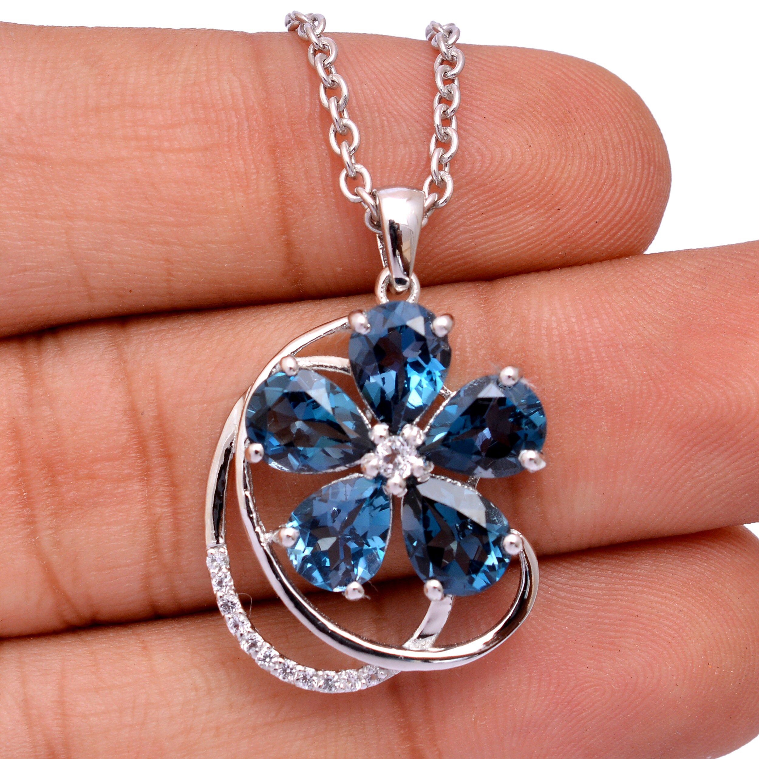 Buy London Blue Topaz 925 Sterling Silver Pendant Natural Blue