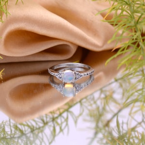 925 Sterling Silver Ethiopian Opal Ring ~ Natural Welo Opal Fancy Ring ~ October Birthstone Ring ~ Minimalist Ring~ Valentine&#39;s Gift For Her