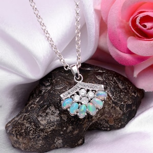 AAA+ Ethiopian Welo Opal 925 Sterling Silver Fancy Shape Pendant ~ Handmade Jewelry ~ Fire Opal Gemstone Necklace ~ Anniversary Gifts ~SSP37