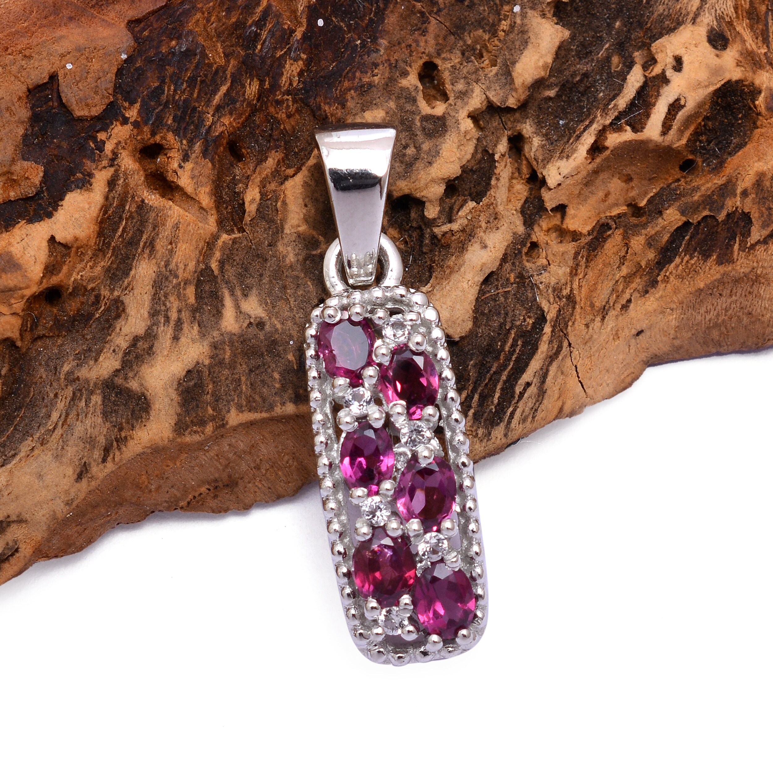 Sterling Silver Natural AAA Rhodolite Garnet Fine Pendant Exquisite  Rhodolite 925 Silver Vertical Pendant Necklace Gifts for Her RB0052 - Etsy