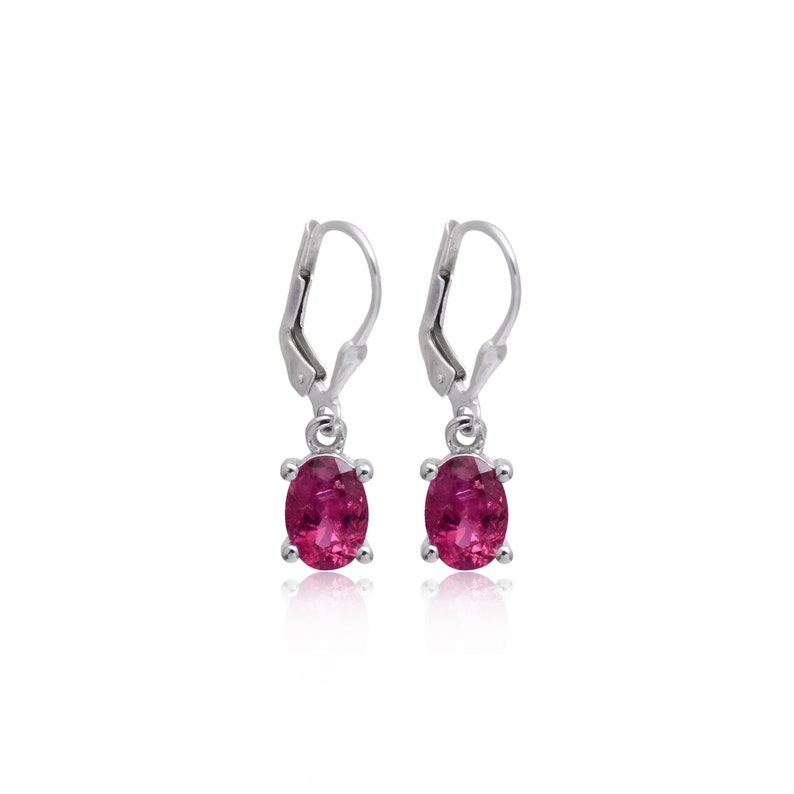 AAA Rubellite Tourmaline Earring in Sterling Silver 925 Handmade Jewelry Natural Pink Tourmaline Earring Pair Lever Back HooksRK4078 image 6